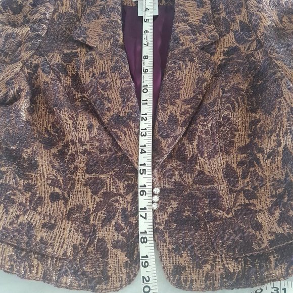 LaRok Brocade gold purple crop jacket size - Picture 3 of 11